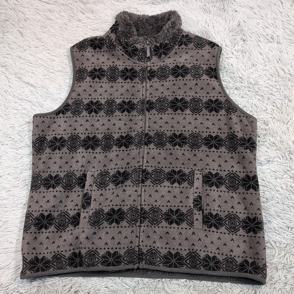 Northcrest Vest Womens 1X Gray Cozy Warm Gorpcore Zip Up Comfort Pockets